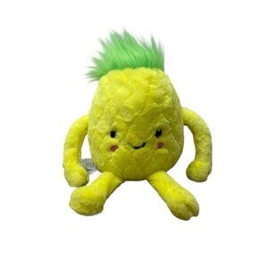 2 SCOOPS Pineapple Large Super Soft Plush Yellow Hawaii Green Stem Hair